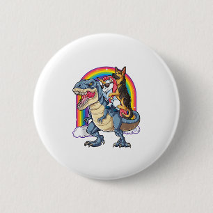 German Shepherd Unicorn Dinosaur T rex Funny Rainb Button