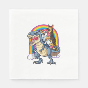 German Shepherd Unicorn Dinosaur T rex Funny Rainb Napkins