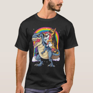 German Shepherd Unicorn Dinosaur T rex Girls Rainb T-Shirt