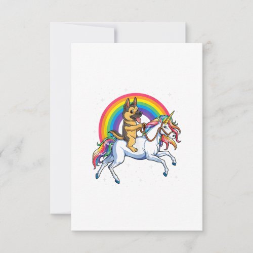 German Shepherd Unicorn Women Space Galaxy Rainbow RSVP Card