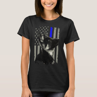 German Shepherd Unit Thin Blue Line Flag Police T-Shirt