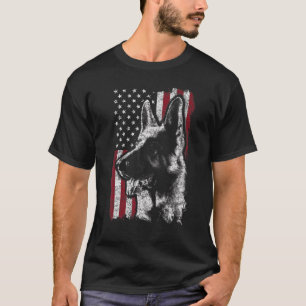 German Shepherd Us Flag 4th Of July America Dog  2 T-Shirt
