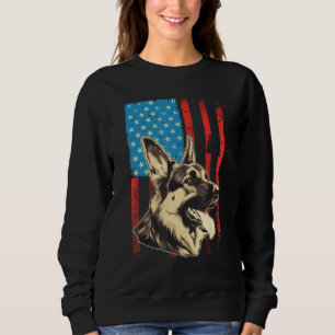 German Shepherd USA American Flag 4th of July Grun Sweatshirt