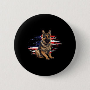 German Shepherd Usa Flag 4th Of July Dog Dad Fathe Button