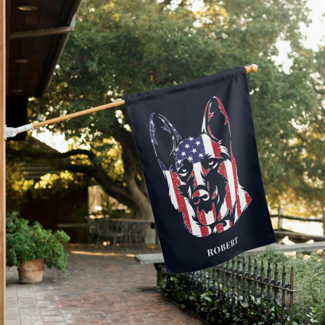 German Shepherd USA Flag Custom (In SItu)