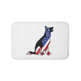 German Shepherd Usa Flag Patriotic Dog Bath Mat