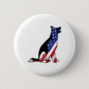 German Shepherd Usa Flag Patriotic Dog Button