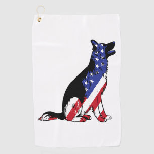 German Shepherd Usa Flag Patriotic Dog  Golf Towel