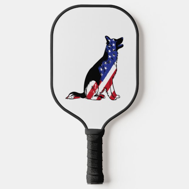 German Shepherd Usa Flag Patriotic Dog  Pickleball Paddle (Front)