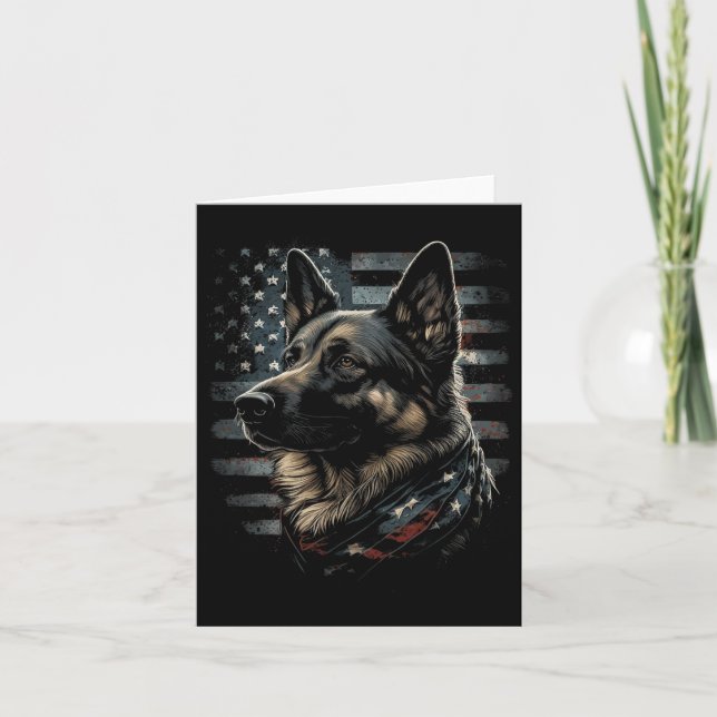 German Shepherd Usa Flag Patriotic Shepherd  Card (Front)