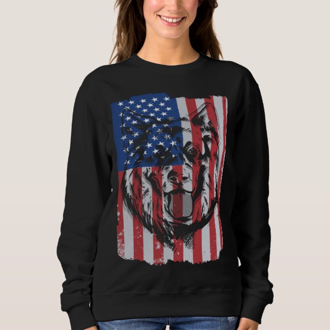 German Shepherd USA Merica Flag Retro Sweatshirt (Front)