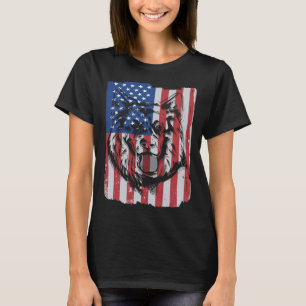 German Shepherd USA Merica Flag Retro T-Shirt