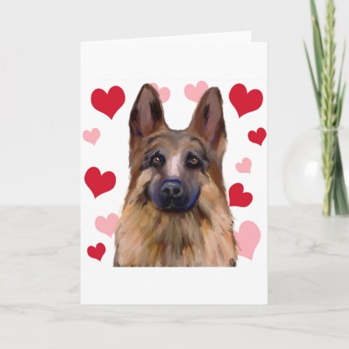 German Shepherd Valentine Holiday Card