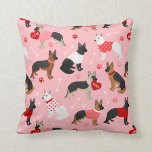 German Shepherd Valentine Pattern Throw Pillow