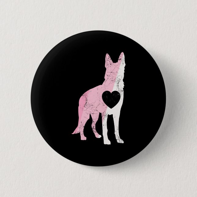 German Shepherd Valentines Day Cud Love Dog  Button (Front)