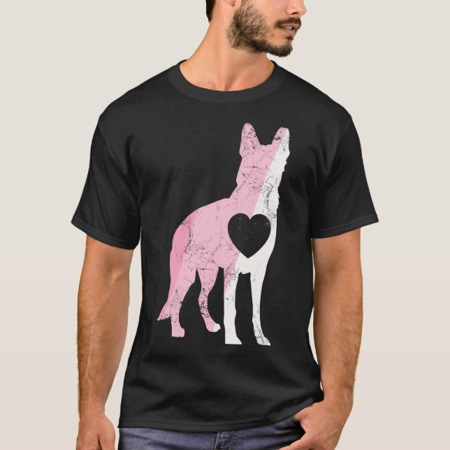 German Shepherd Valentines Day Cud Love Dog  T-Shirt (Front)