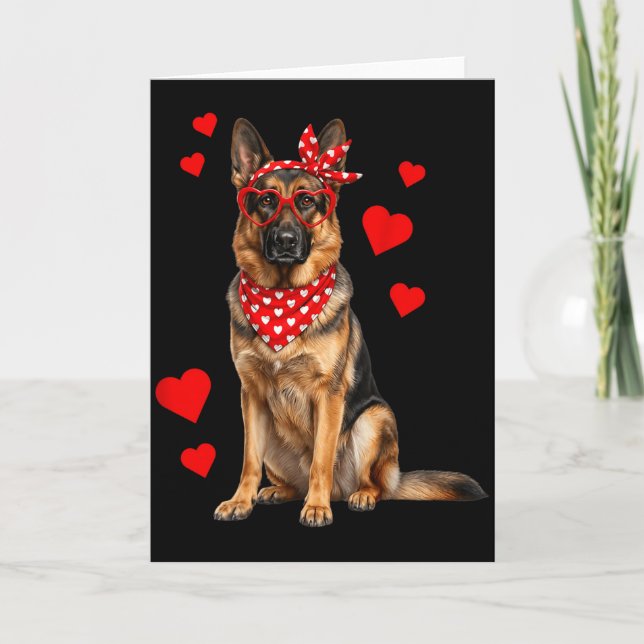 German Shepherd Valentines Day Dog Lover Heart  Card (Front)