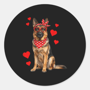 German Shepherd Valentines Day Dog Lover Heart Classic Round Sticker