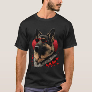 German Shepherd Valentines Day Dog Mom  Dad Love V T-Shirt