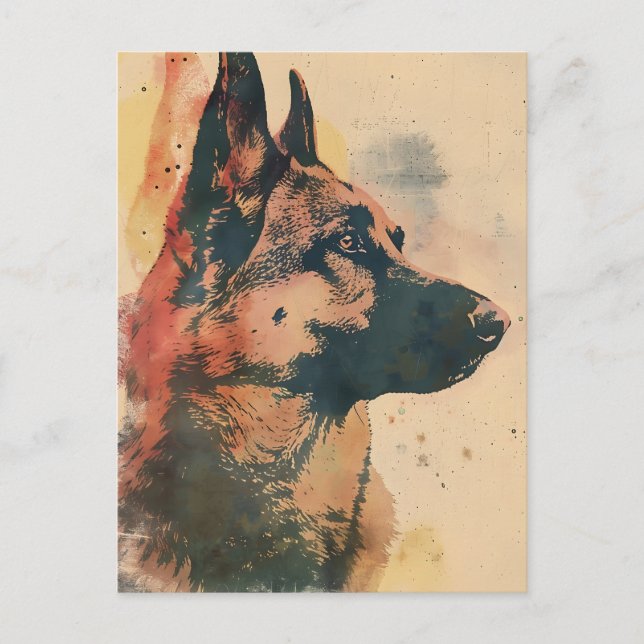 German Shepherd Vintage Art Postcard (Front)