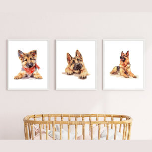 German Shepherd Wall Art, German Shepherd Decor Art Sets