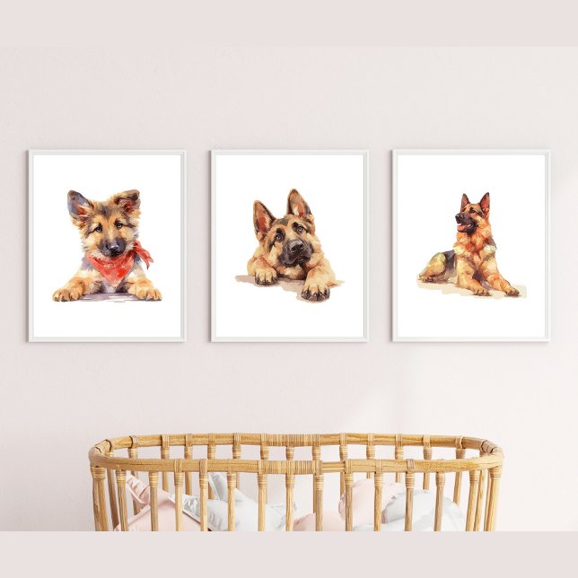 German Shepherd Wall Art, German Shepherd Decor Art Sets (Creator Uploaded)