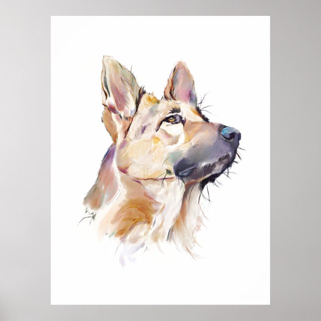 German Shepherd Wall Art Poster – Dog Art Print (Front)