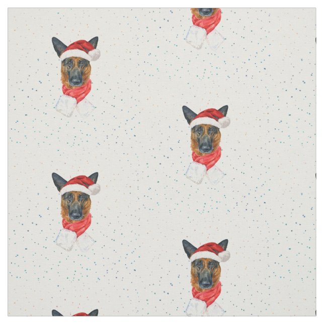 German Shepherd Watercolor, Dog Breeds Christmas Fabric (Swatch)