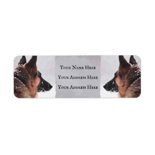 German Shepherd Watercolor in Winter Label