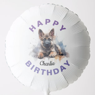 German Shepherd Watercolor Mylar Balloon