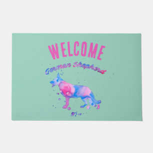 German Shepherd Watercolor painted Doormat
