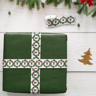 German Shepherd Watercolor Santa Hat Christmas Grosgrain Ribbon