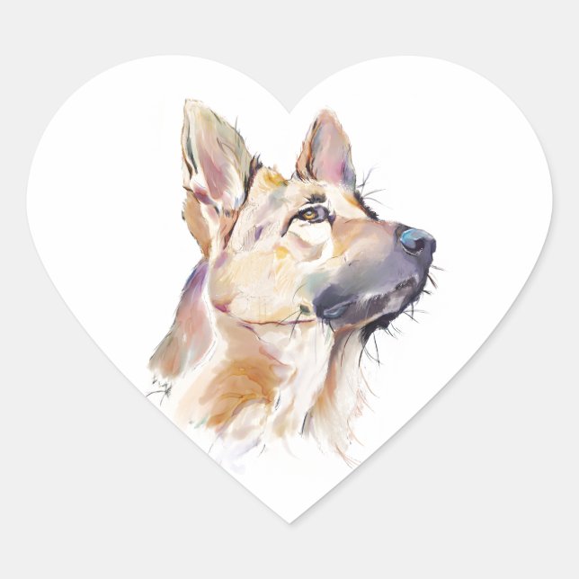 German Shepherd Watercolor, Sticker (Front)