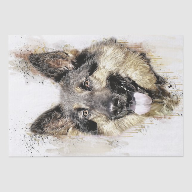 German Shepherd Watercolor Tissue Paper (Front)