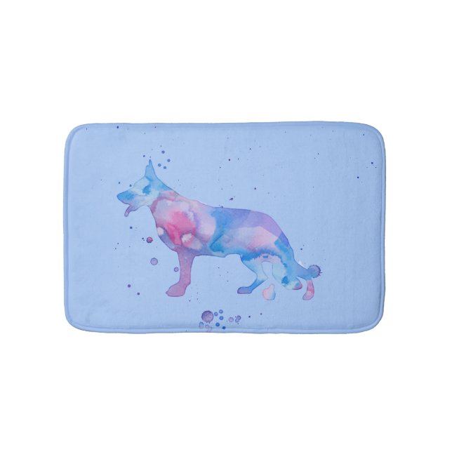 German Shepherd Watercolors Bath Mat (Front)