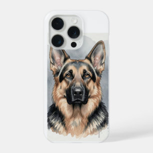 German Shepherd Watercolour Portrait iPhone 15 Pro Case