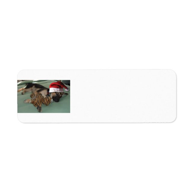 German Shepherd wearing a santa claus hat Label (Front)