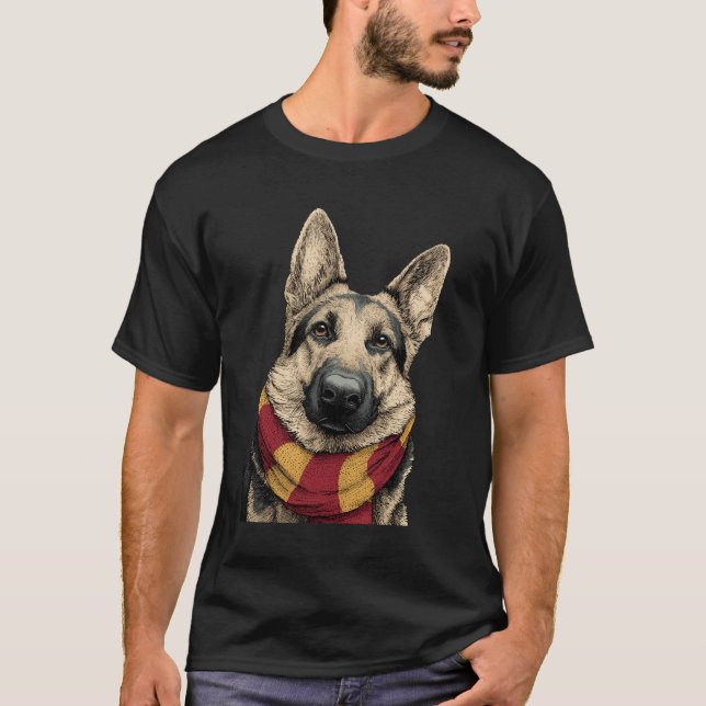 German Shepherd Wearing a Scarf T-Shirt (Front)