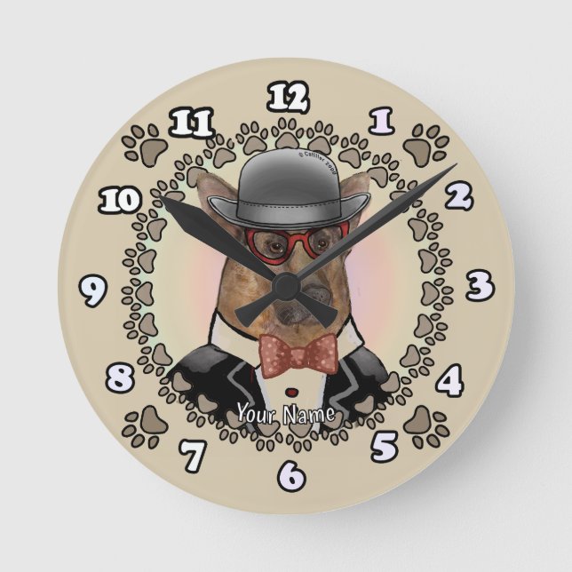 German Shepherd Wearing Glasses Clock (Front)