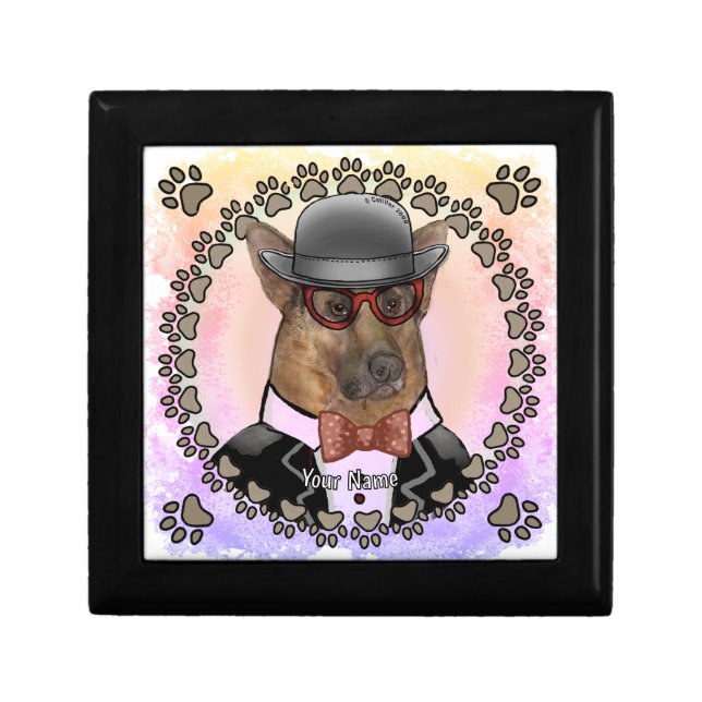 German Shepherd Wearing Glasses  Gift Box (Front)