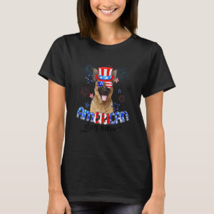German Shepherd Wearing Sunglasses Usa Flag 4th Of T-Shirt