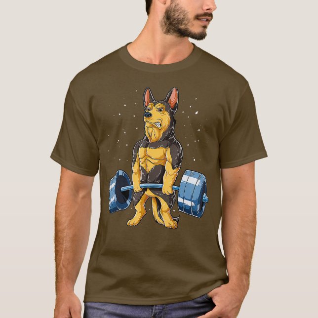 German Shepherd Weightlifting Funny Deadlift Men T-Shirt (Front)
