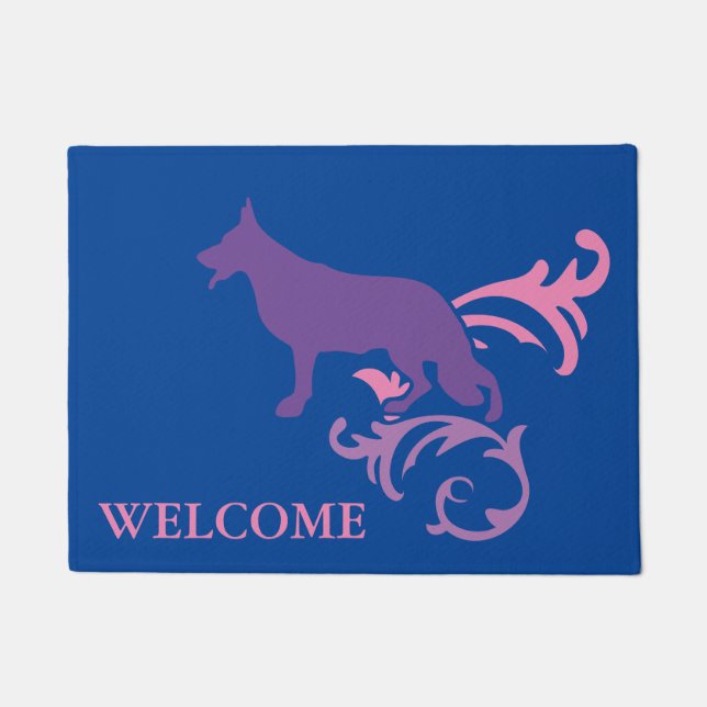 German Shepherd Welcome – Customizable  Doormat (Front)