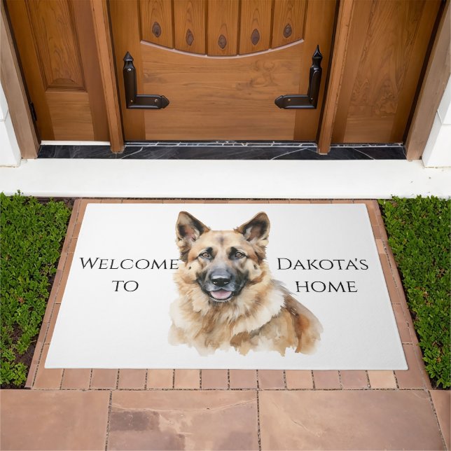 German Shepherd Welcome Mat - White (Outdoor)