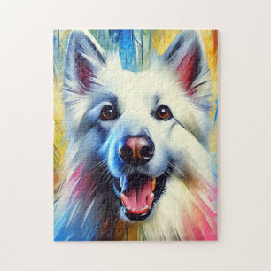 German Shepherd White Dog Acrylic Print Dog Lover Jigsaw Puzzle