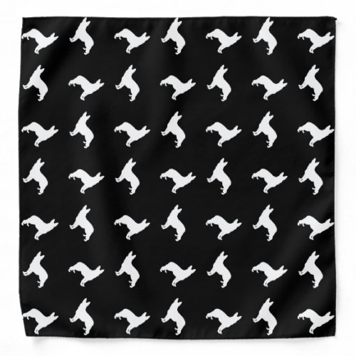 German Shepherd White Silhouettes on Black Bandana