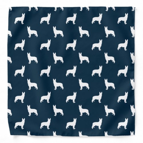 German Shepherd White Silhouettes on Navy Blue Bandana