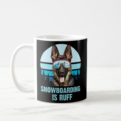 German Shepherd Winter Snowboarding is Ruff Dog Lo Coffee Mug