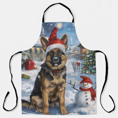 German Shepherd Winter Wonderland Christmas Joy Apron