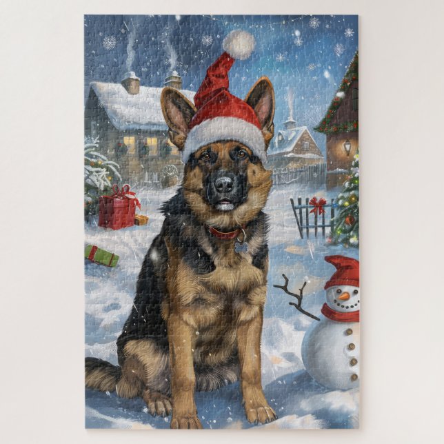 German Shepherd Winter Wonderland Christmas Joy Jigsaw Puzzle (Vertical)